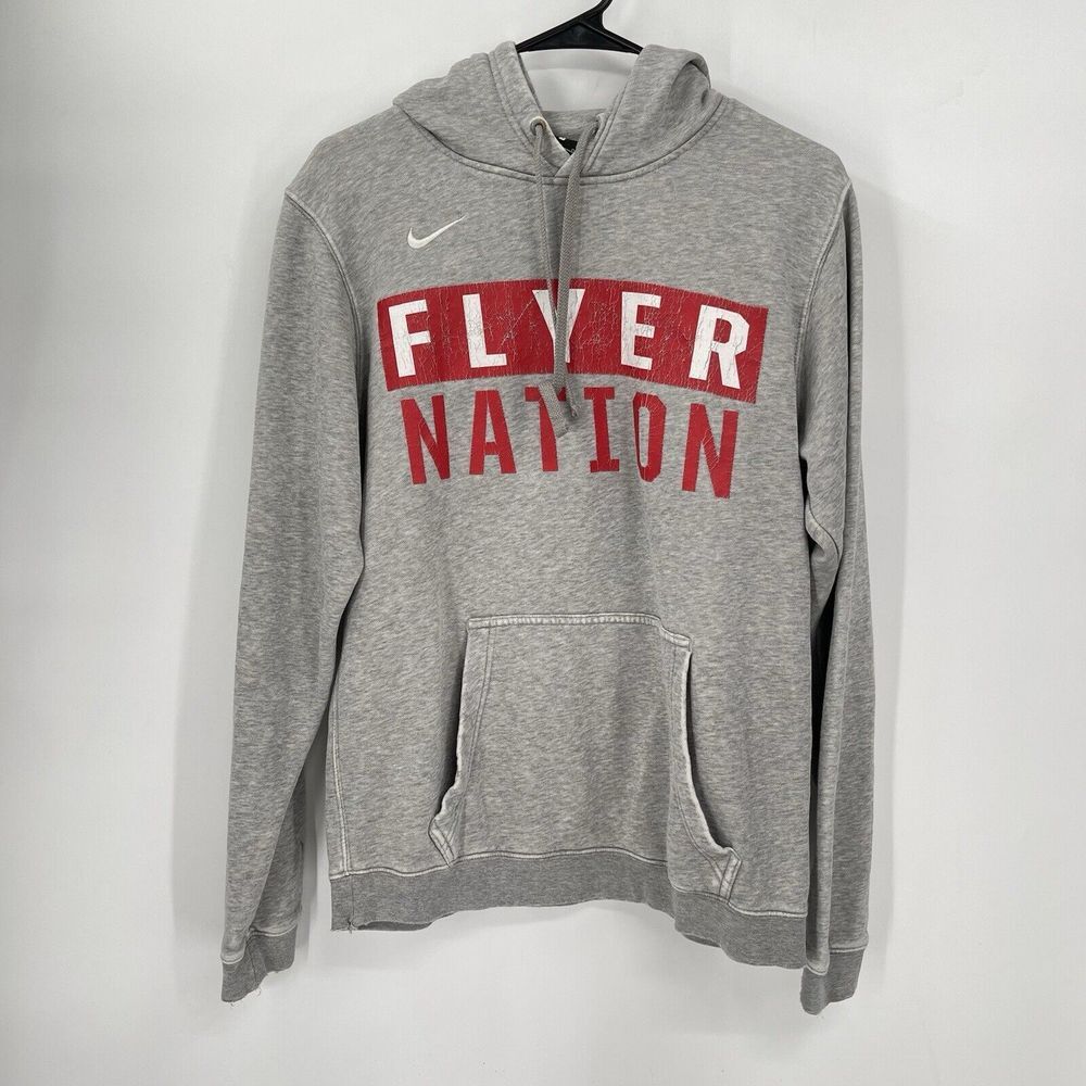 Nike Small Flyer Nation Hoodie Mens Gray University of Dayton Pullover Graphic